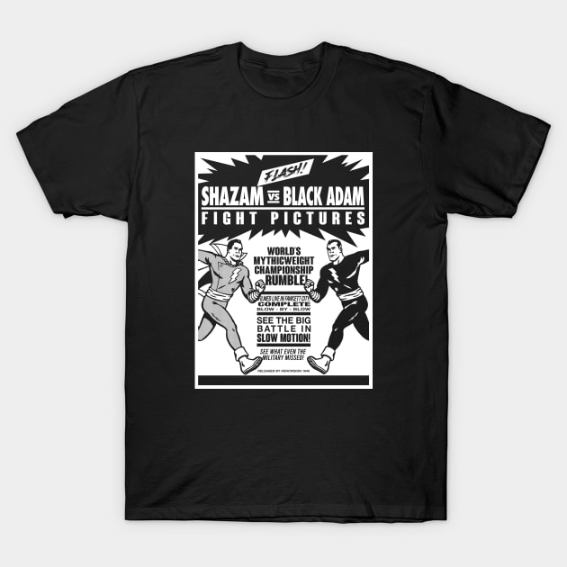 SHAZAM vs. BLACK ADAM - Fight poster 2.0 T-Shirt by ROBZILLA